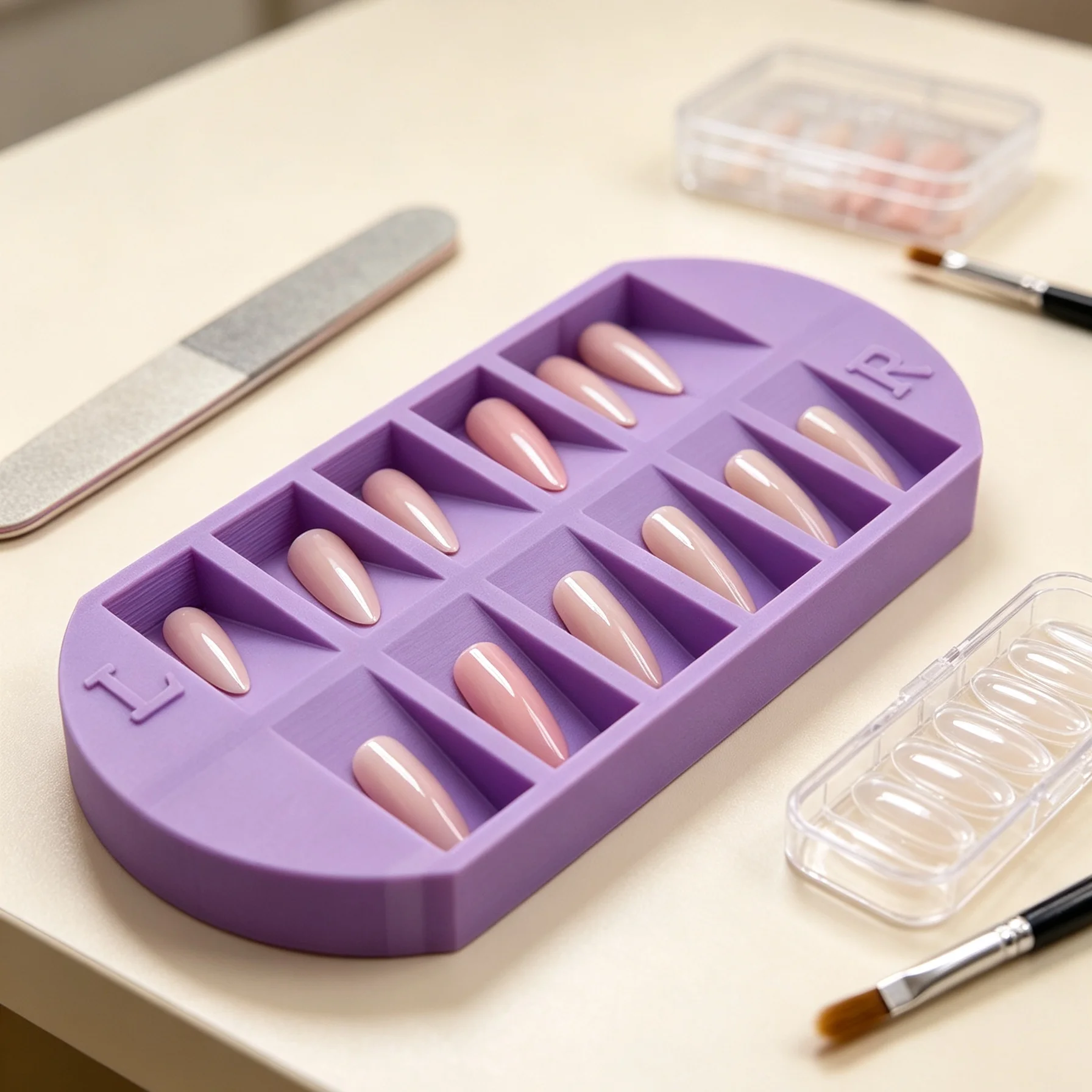 Nail Art Kaki - 8-Grids Nail Tip Storage Tray with