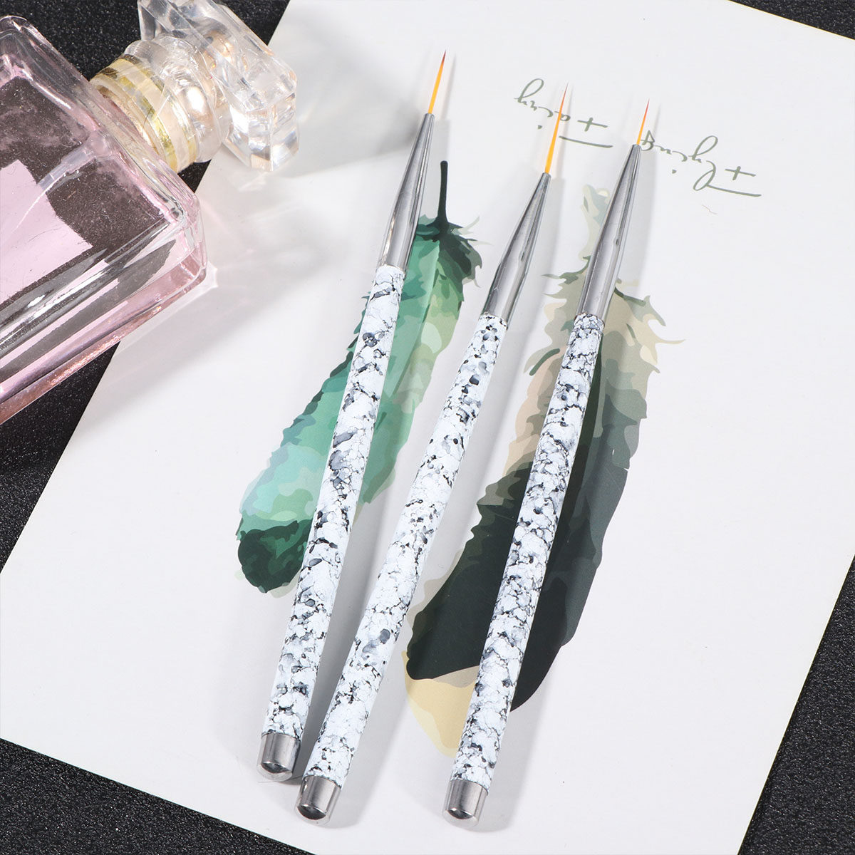 Nail Art Brush Set - 3Pcs Nail Art Brush Set Fine