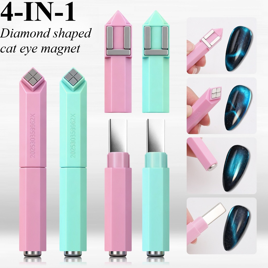 Nail Gel Polish Set - 4-in-1 Diamond Shape Nail Magnet Set