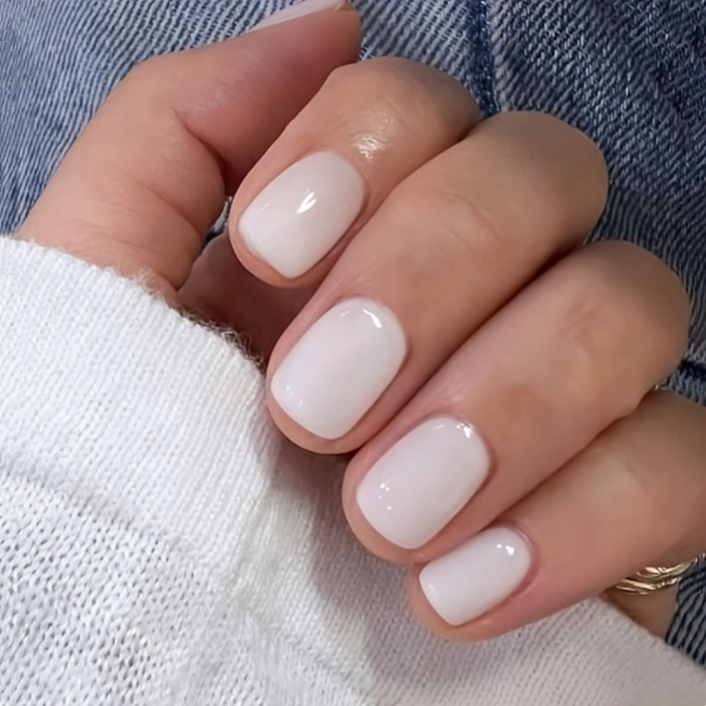 Nail Art Ombre - 24PCS Milky White Press on Nails