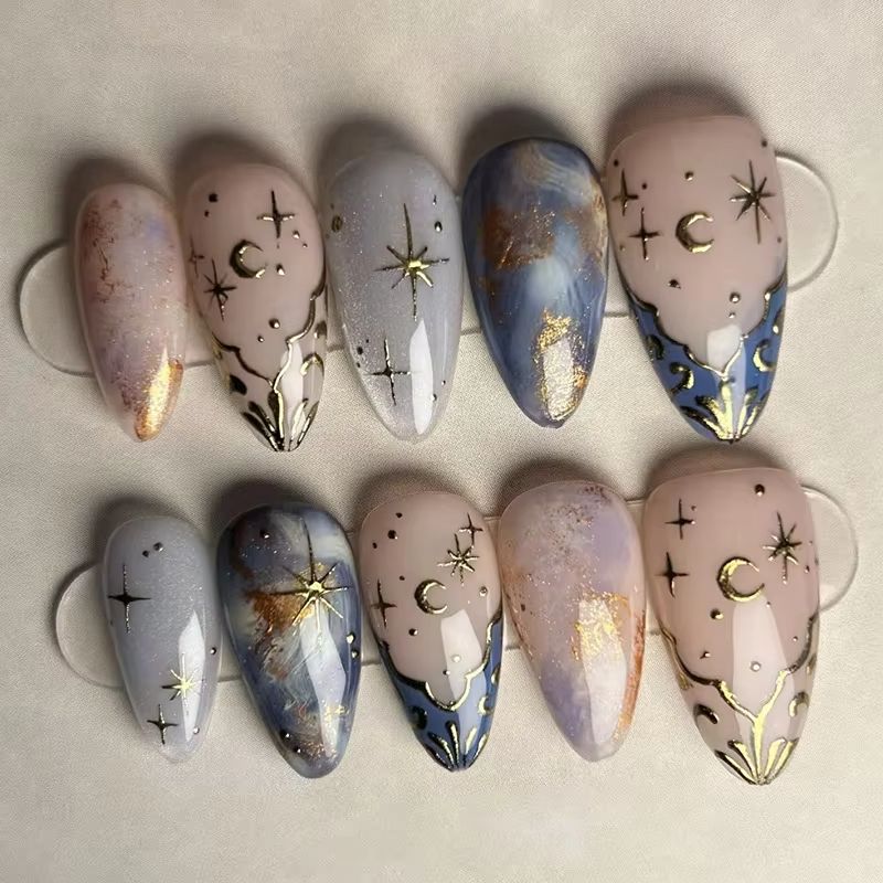 24Pcs Short Almond Nails Set F - Nail Art Maroon recension och pris