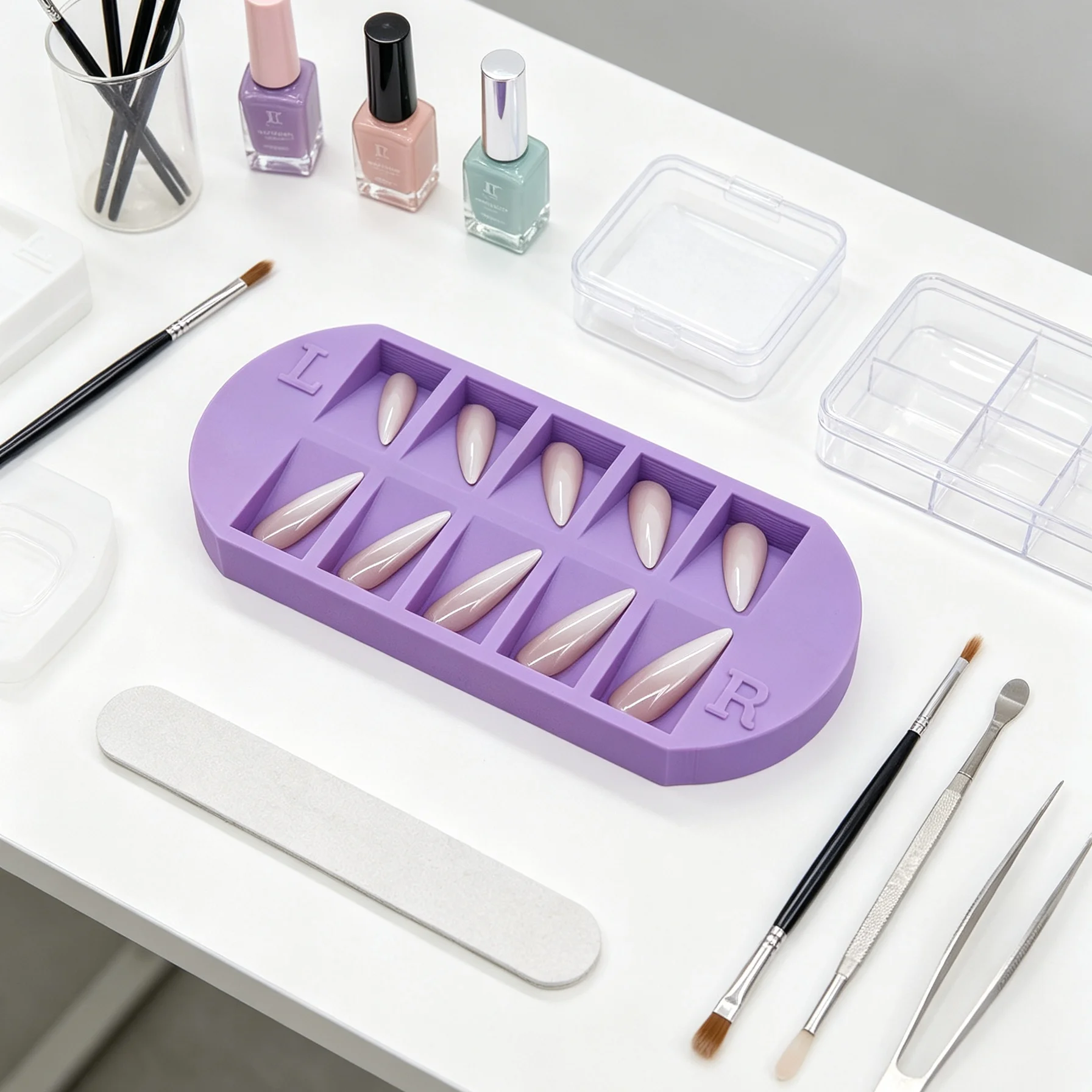 8-Grids Nail Tip Storage Tray  - Nail Art Kaki recension och pris