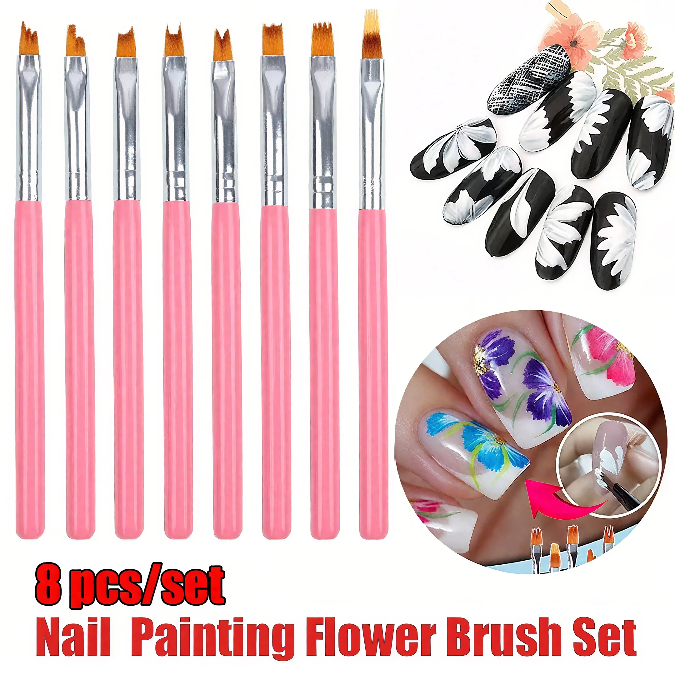 8-Piece Nail Art Brush Set – Z - Nail Art Zig Zag recension och pris