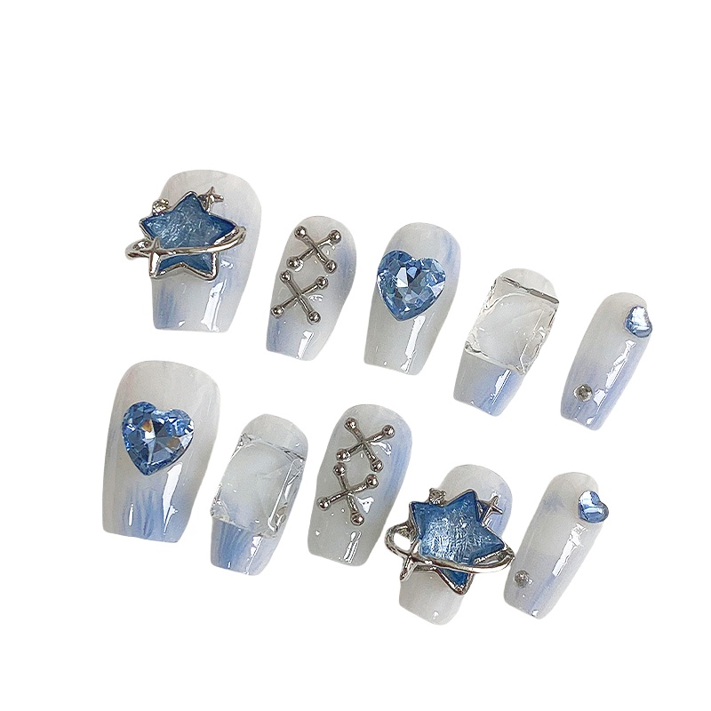 10pcs Dreamy Light Blue Press  - Nail Art Maroon recension och pris
