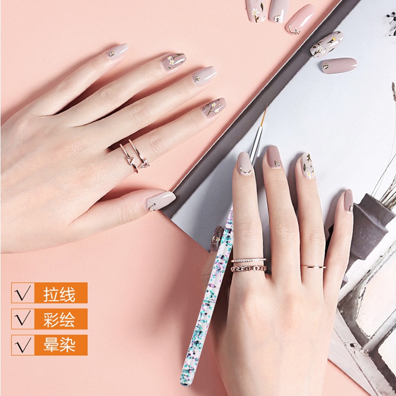 3PCS/Set Transparent Flow Sand - Nail Art Brush Set recension och pris