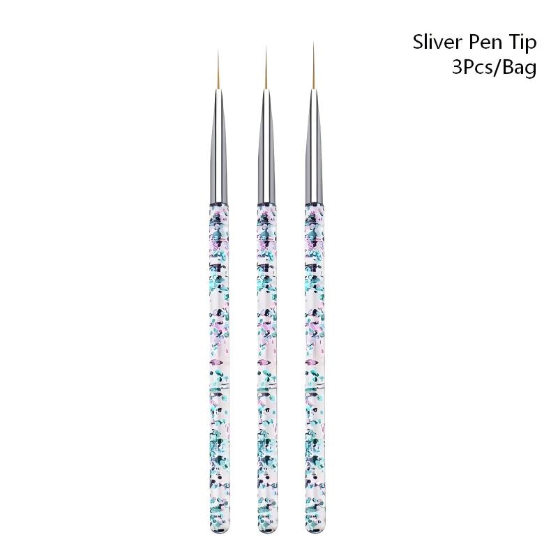 3PCS/Set Transparent Flow Sand - Nail Art Brush Set recension och pris